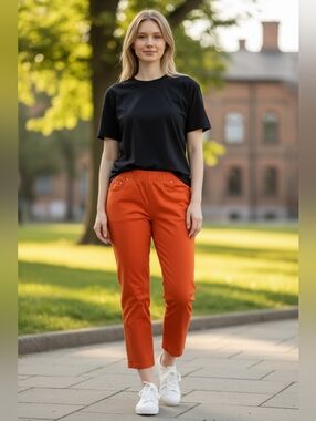 Womens Fall  Vibrant Orange Cropped Pants Minimalist Simple Y2k